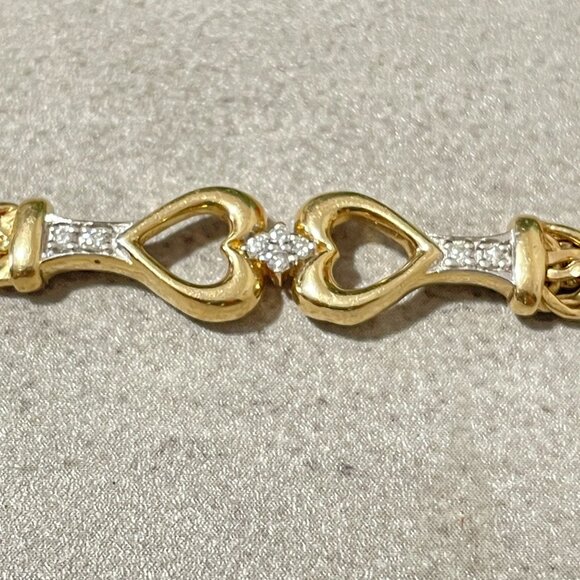 14K Yellow Gold and Diamonds AK Atasay Kuyumculuk 8" Byzantine Bracelet 7.58 gms - Picture 3 of 12